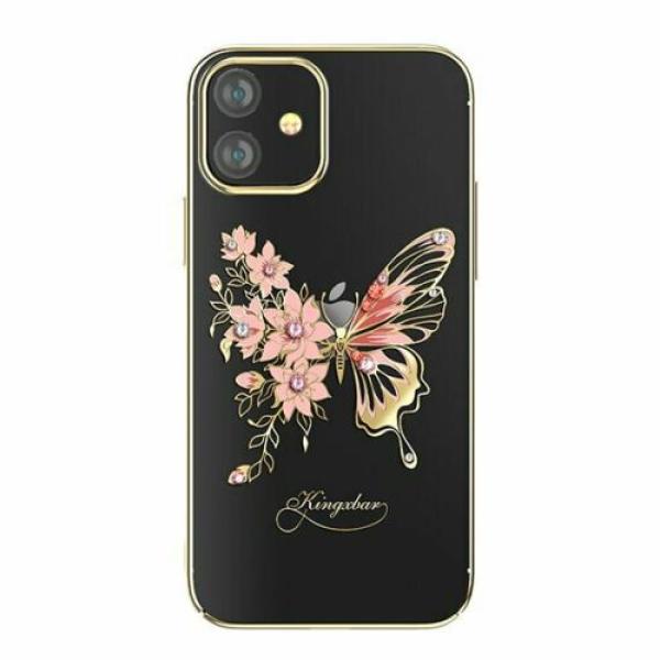Kingxbar Butterfly Schutzhülle mit Swarovski-Kristallen iPhone 12 / 12 Pro gold
